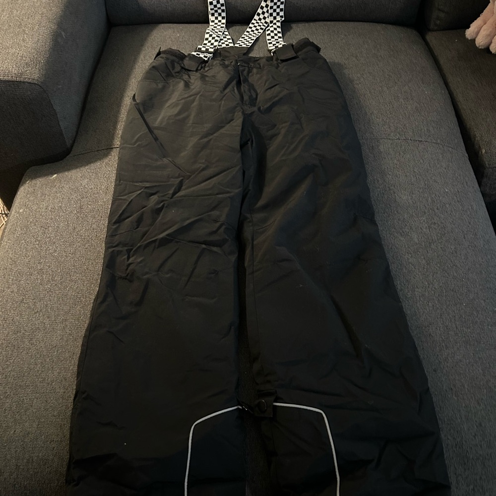 Black Snow Pants with Checkered Straps